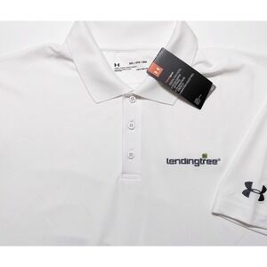 UNDER ARMOUR Short Sleeve Polo Shirt LendingTree White XXL 2XL ~ New